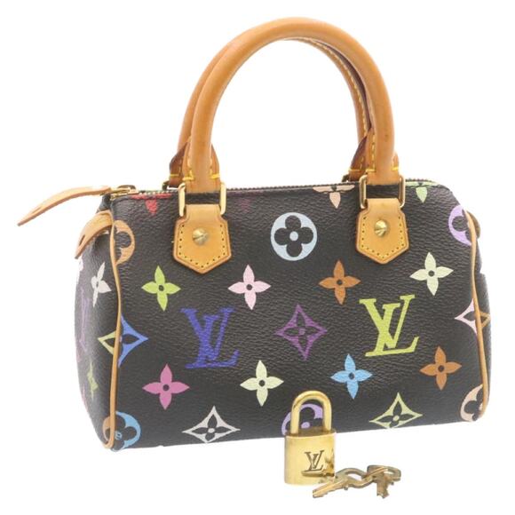 LOUIS VUITTON Monogram Multicolor Mini Speedy Hand Bag Black M92644 - Picture 1 of 16